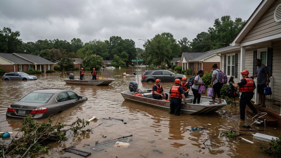Hurricane Preparedness in Charlotte, NC 3 Charlotte Fire Department rescue boats during inland flooding caused by hurricane