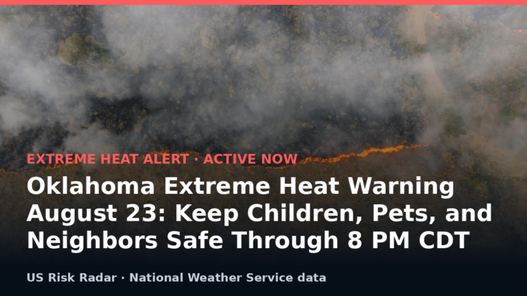 Oklahoma Extreme Heat Warning August 23: Keep Children, Pets, and Neighbors Safe Through 8 PM CDT 10 alert extreme heat warning ok 2026 08 24