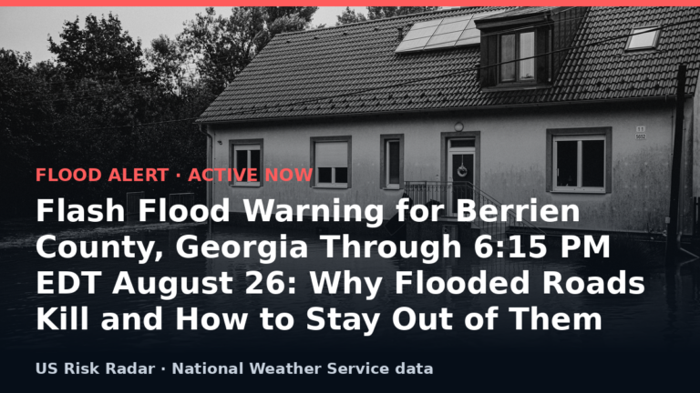 Flash Flood Warning for Berrien County, Georgia Through 6:15 PM EDT August 26: Why Flooded Roads Kill and How to Stay Out of Them 1 alert flash flood warning ga 2026 08 27