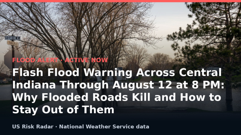 Flash Flood Warning Across Central Indiana Through August 12 at 8 PM: Why Flooded Roads Kill and How to Stay Out of Them 5 alert flash flood warning in 2026 08 13