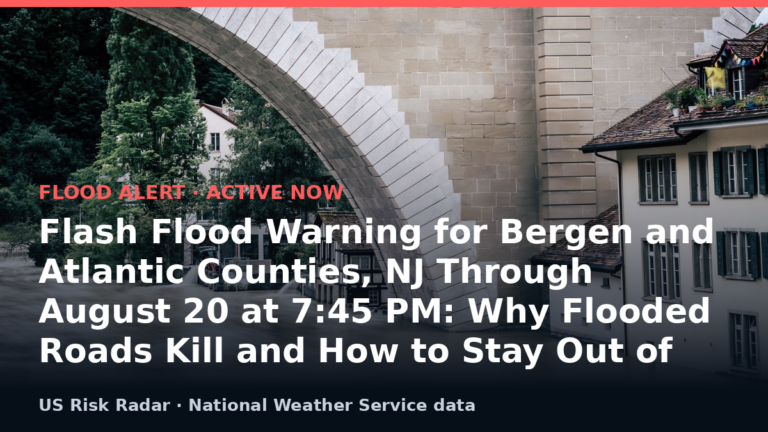 Flash Flood Warning for Bergen and Atlantic Counties, NJ Through August 20 at 7:45 PM: Why Flooded Roads Kill and How to Stay Out of Them 10 alert flash flood warning nj 2026 08 21
