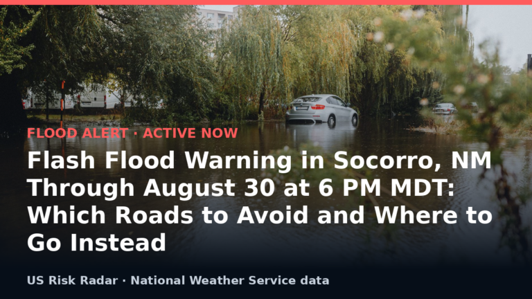 Flash Flood Warning in Socorro, NM Through August 30 at 6 PM MDT: Which Roads to Avoid and Where to Go Instead 10 alert flash flood warning nm 2026 08 31