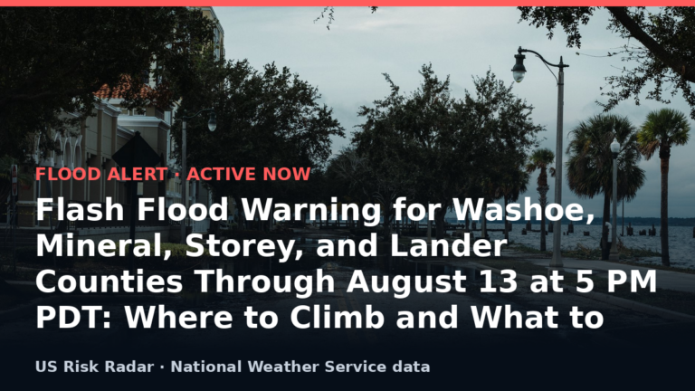 Flash Flood Warning for Washoe, Mineral, Storey, and Lander Counties Through August 13 at 5 PM PDT: Where to Climb and What to Abandon 10 alert flash flood warning nv 2026 08 14