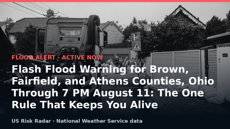 Flash Flood Warning for Brown, Fairfield, and Athens Counties, Ohio Through 7 PM August 11: The One Rule That Keeps You Alive 7 alert flash flood warning oh 2026 08 12