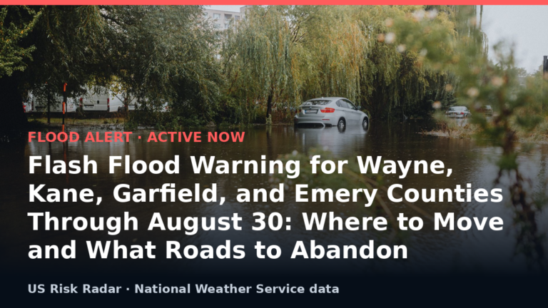 Flash Flood Warning for Wayne, Kane, Garfield, and Emery Counties Through August 30: Where to Move and What Roads to Abandon 1 alert flash flood warning ut 2026 08 31