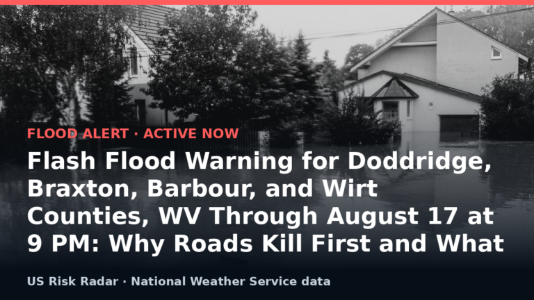 Flash Flood Warning for Doddridge, Braxton, Barbour, and Wirt Counties, WV Through August 17 at 9 PM: Why Roads Kill First and What to Do Right Now 10 alert flash flood warning wv 2026 08 18