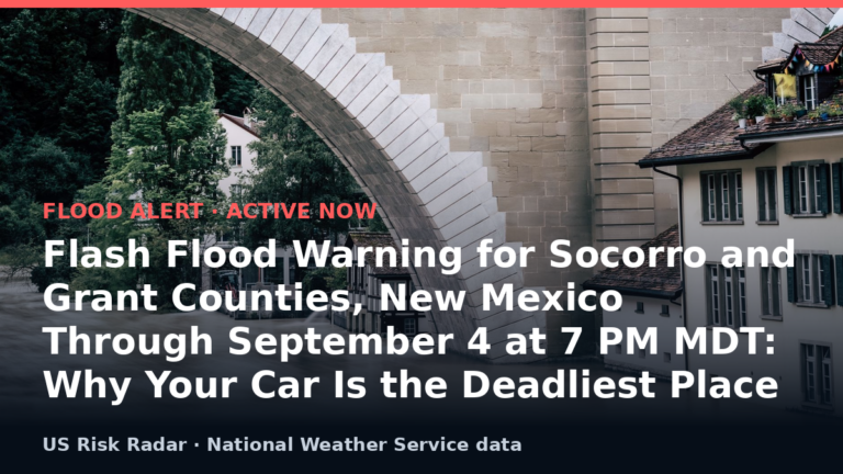 Flash Flood Warning for Socorro and Grant Counties, New Mexico Through September 4 at 7 PM MDT: Why Your Car Is the Deadliest Place to Be 4 alert flash flood warning nm 2026 09 05