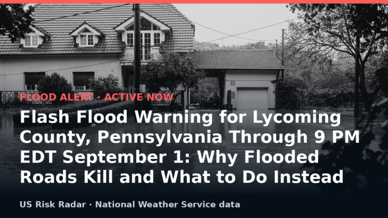 Flash Flood Warning for Lycoming County, Pennsylvania Through 9 PM EDT September 1: Why Flooded Roads Kill and What to Do Instead 4 alert flash flood warning pa 2026 09 02
